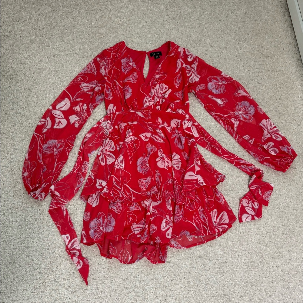 Japna Red Floral Mini Dress